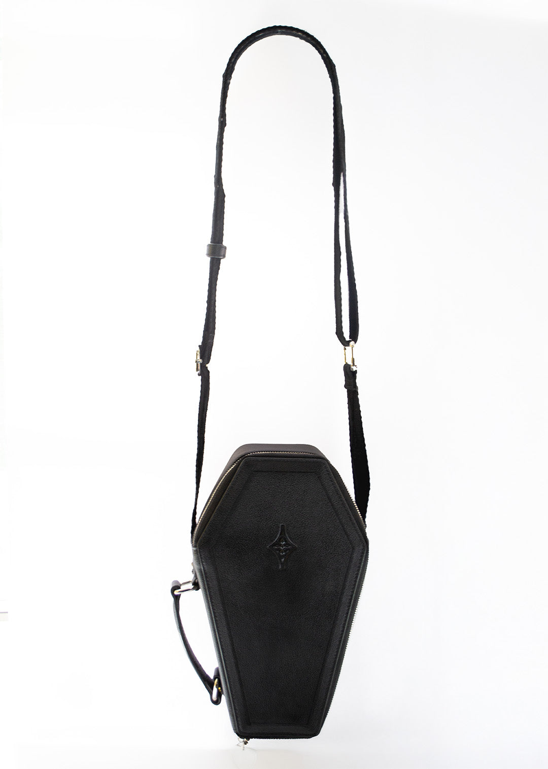 Casquette Crossbody Bag BLACK Coffin-Shaped Bag with Real Guitar Strap