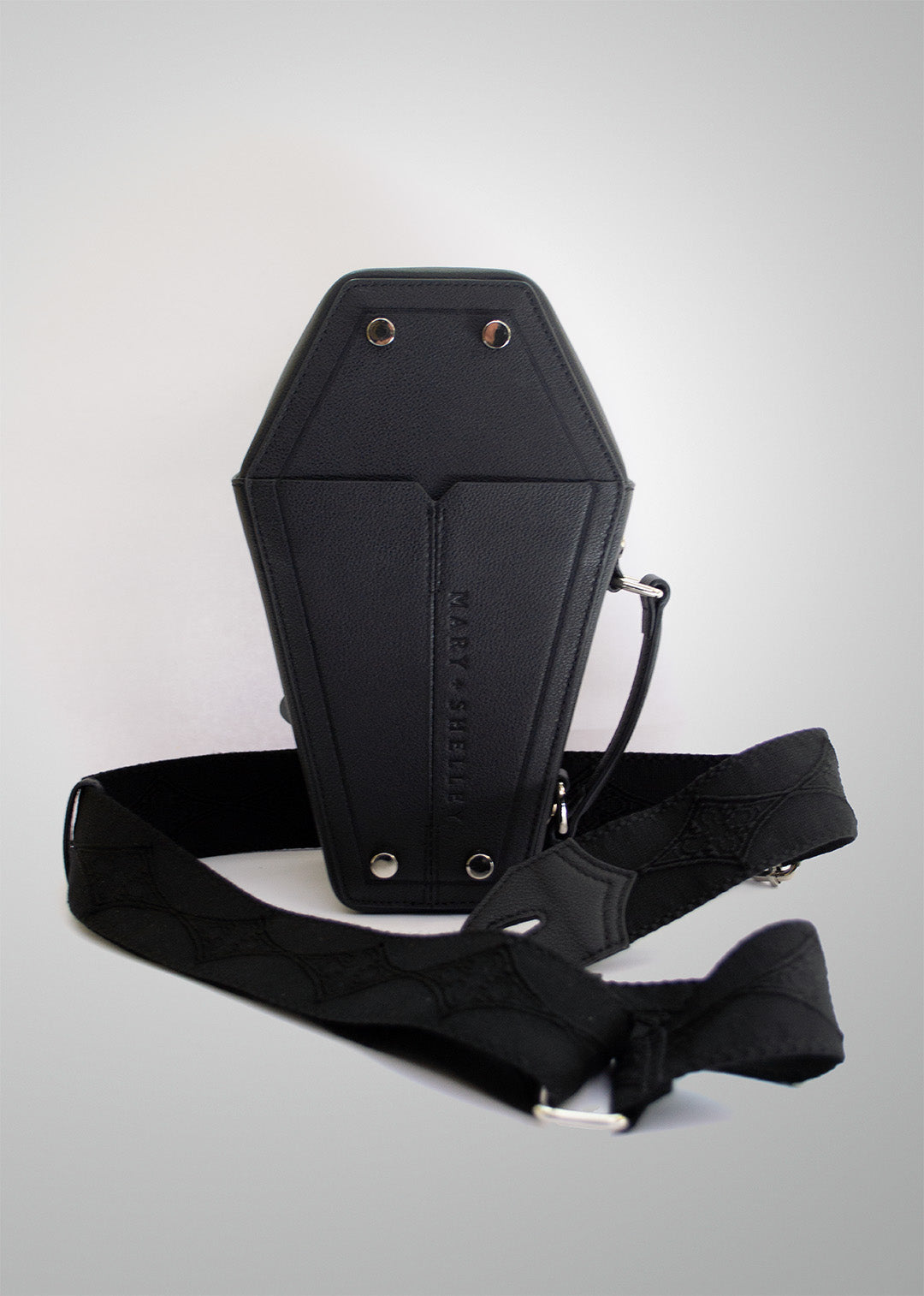 Casquette Crossbody Bag BLACK Coffin-Shaped Bag with Real Guitar Strap