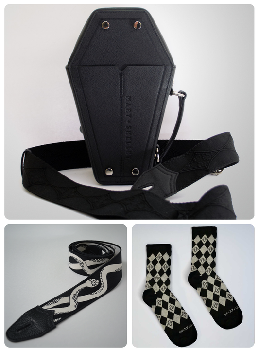 CASQUETTE TRIO: Crossbody Bag + Slither Eclipse Strap + Harlequin Diamond Socks