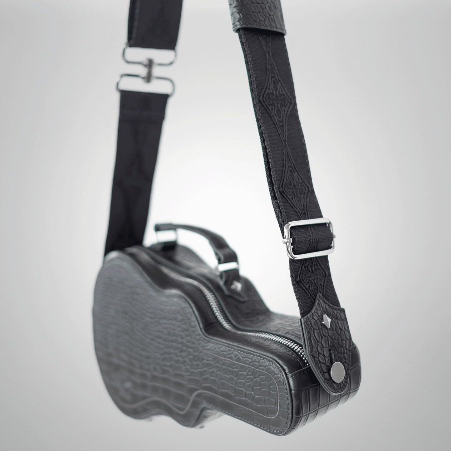 PRE-SALE: Mini Ritual Crossbody Bag BLACK CROC Guitar Case Bag with Real Guitar Strap