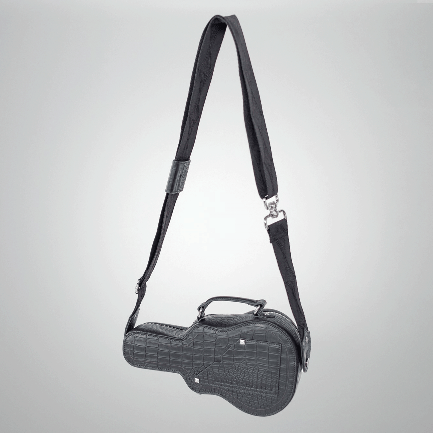 PRE-SALE: Mini Ritual Crossbody Bag BLACK CROC Guitar Case Bag with Real Guitar Strap