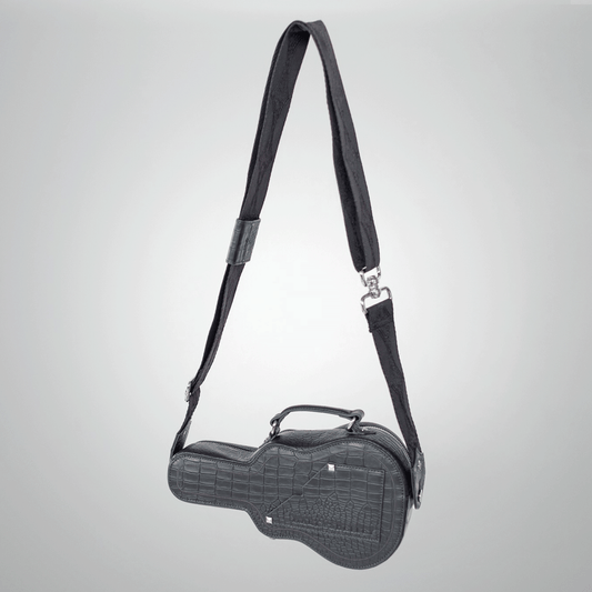 PRE-SALE: Mini Ritual Crossbody Bag BLACK CROC Guitar Case Bag with Real Guitar Strap