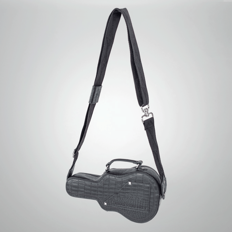 PRE-SALE: Mini Ritual Crossbody Bag BLACK CROC Guitar Case Bag with Real Guitar Strap