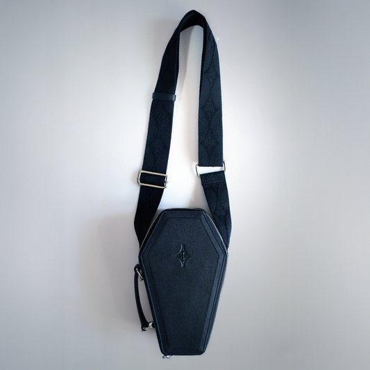 Casquette Crossbody Bag BLACK Coffin-Shaped Bag with Real Guitar Strap