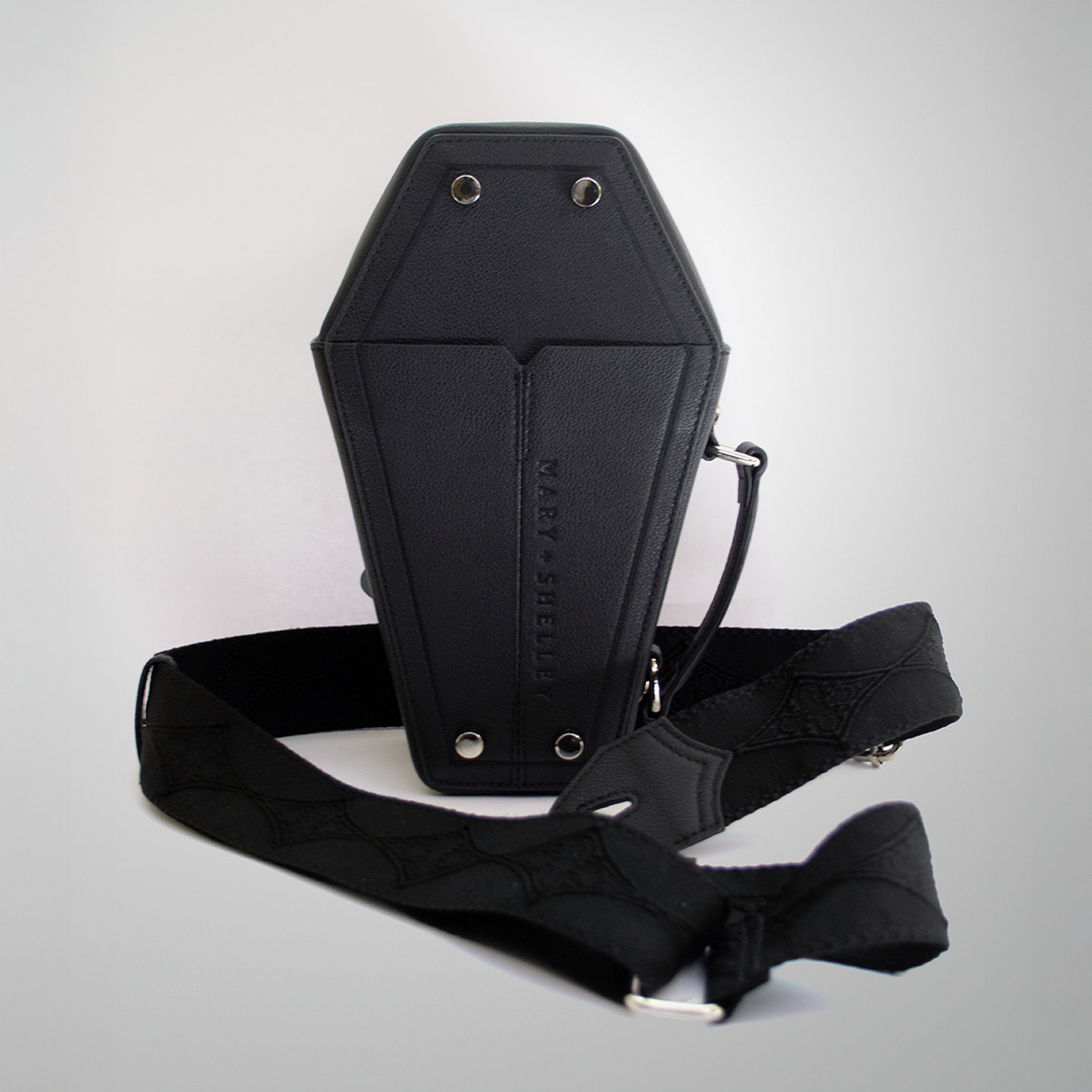 Casquette Crossbody Bag BLACK Coffin-Shaped Bag with Real Guitar Strap