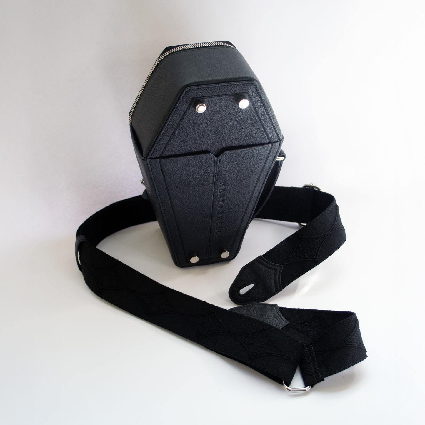 Casquette Crossbody Bag BLACK Coffin-Shaped Bag with Real Guitar Strap