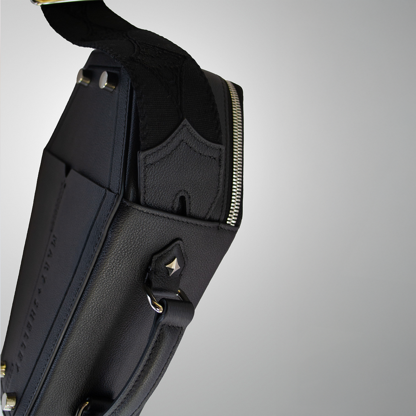 Casquette Crossbody Bag BLACK Coffin-Shaped Bag with Real Guitar Strap