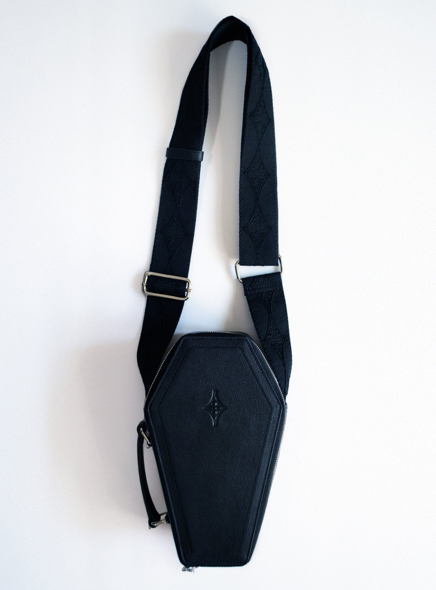 Casquette Crossbody Bag BLACK Coffin-Shaped Bag with Real Guitar Strap