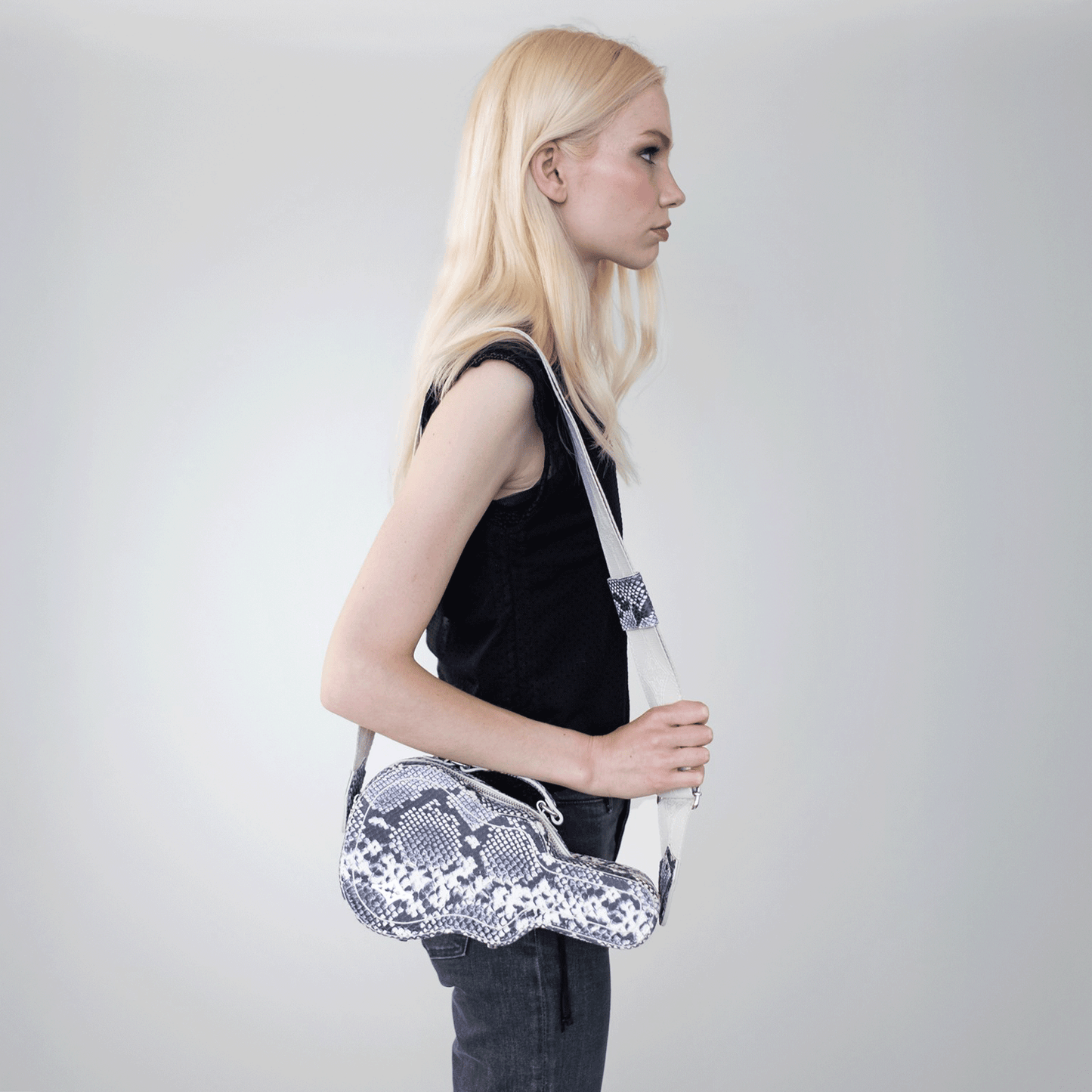 PRE-SALE: Mini Ritual Crossbody Bag IVORY SNAKE Guitar Case Bag with Real Guitar Strap